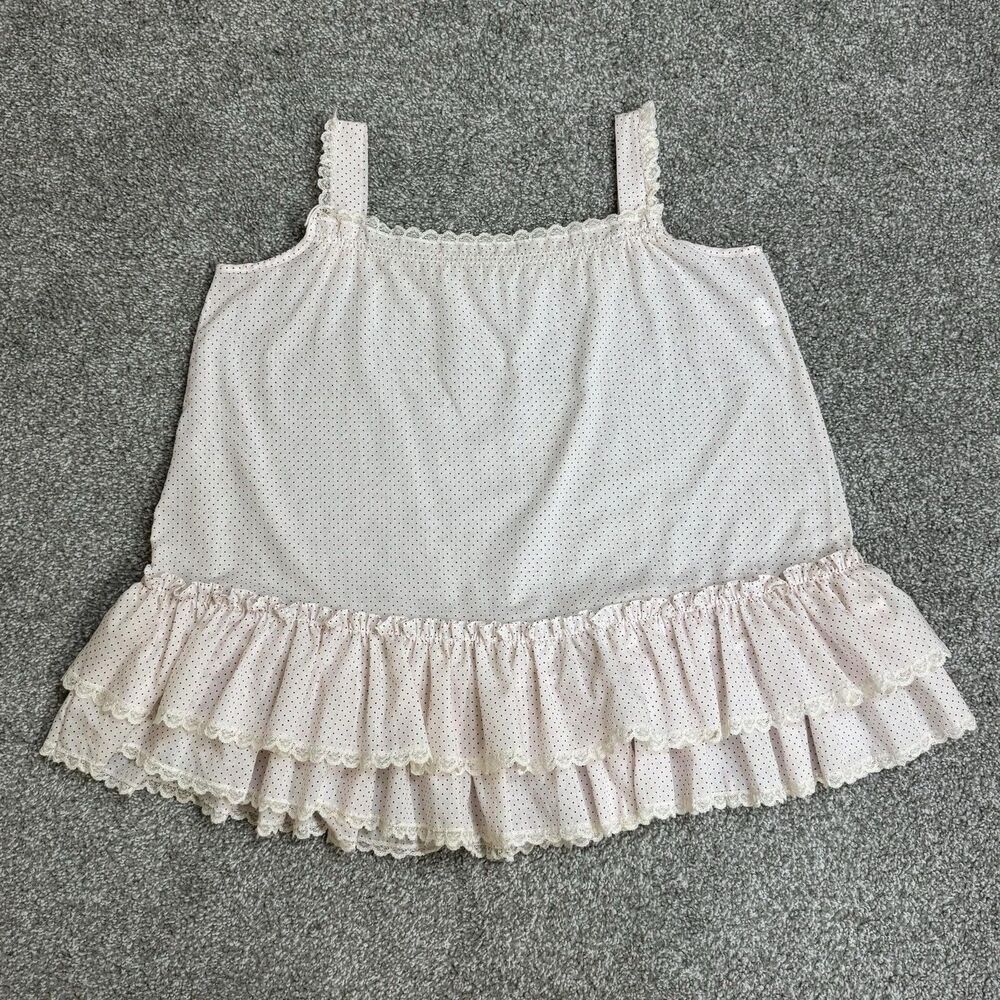 Bryan Dress Girls 6 Pink Polka Dot Ruffle Hem Pinafore Made USA Lace Vintage 80s